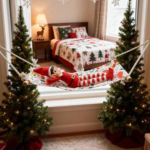 Christmas Elf Doll Accessories, Green Elf Hammock Holiday for Boy or Girl Elf Christmas Decoration, Doll is not Included. in Saudi Arabia