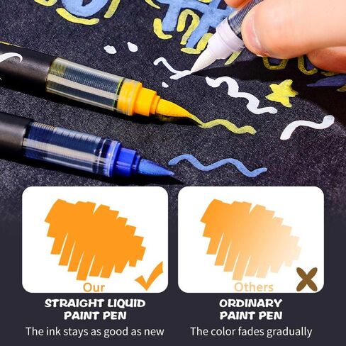 Acrylic Paint Markers for Adults | 12 Colors Brush Tip | Washable Coloring Marker | Drawing Pen on Paper, Wood, Canvas | Erasable on Glass | DIY Crafts Back-to-school Art Supplies in Saudi Arabia
