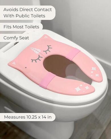 Hippypotamus Travel Potty Seat for Toddler - Pink Unicorn - Folding Potty Training Seat - Portable Toilet Seat Cover for Baby & Kids in Kuwait