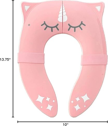 Hippypotamus Travel Potty Seat for Toddler - Pink Unicorn - Folding Potty Training Seat - Portable Toilet Seat Cover for Baby & Kids in Kuwait