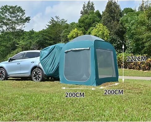 SUV Tailgate Tent Camping Awning Shade Compatible with for MG ZS EV 2022-2025 Family Camping Auto Shade Smooth Ventilation,A-Green in Saudi Arabia