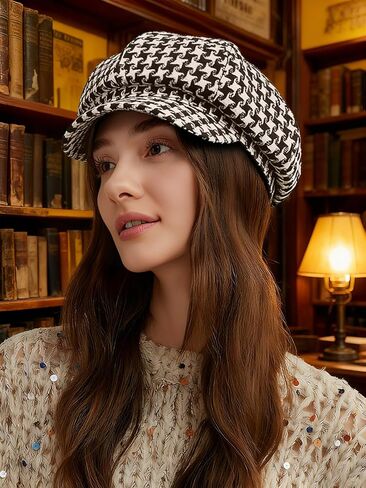 Nanwansu Women's Newsboy Cap Retro Plaid Octagonal Hat Outdoor Sun Hats Casual Cap Painter Hat for Women Paperboy Beret Caps in Kuwait
