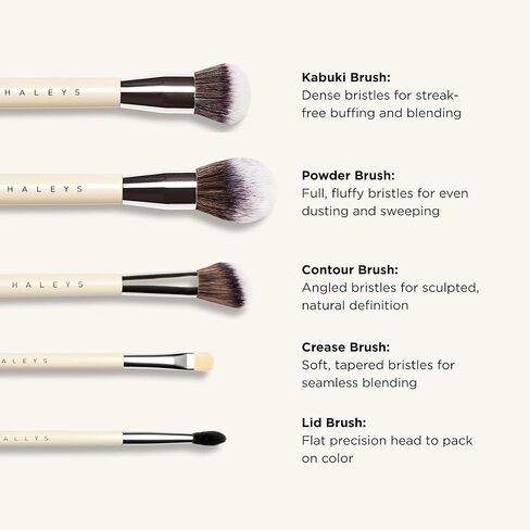 HALEYS Brilliant Powder Brush, Soft, Streak-free, Perfect Blending, Buff, Blurs, Smooths, Control, Precision, Complexion tools, For powder, setting powder, blush, Vegan, Cruelty-free, Sustainable Wood in Kuwait