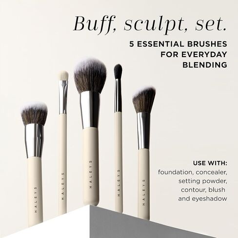 HALEYS Brilliant Powder Brush, Soft, Streak-free, Perfect Blending, Buff, Blurs, Smooths, Control, Precision, Complexion tools, For powder, setting powder, blush, Vegan, Cruelty-free, Sustainable Wood in Kuwait