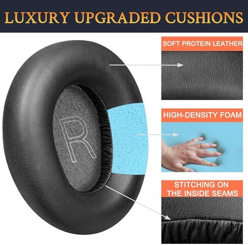 استبدال وسائد الأذن من SOULWIT لسماعات الرأس اللاسلكية Skullcandy Crusher ANC2 (لا تناسب Crusher ANC) فوق الأذن بخاصية إلغاء الضوضاء، وسائد الأذن مع جلد بروتين أكثر نعومة - أسود in Saudi Arabia