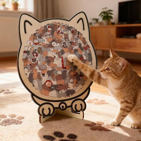 135-Piece Cat Shaped Wooden Jigsaw Puzzle - Morandi-Colored Wood Puzzle, Cute Animal Cats Wood Puzzles, Gift for C-at Lovers Home & Relaxation in Saudi Arabia