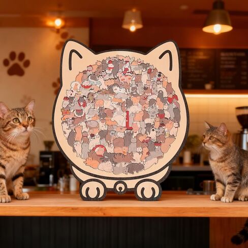135-Piece Cat Shaped Wooden Jigsaw Puzzle - Morandi-Colored Wood Puzzle, Cute Animal Cats Wood Puzzles, Gift for C-at Lovers Home & Relaxation in Saudi Arabia