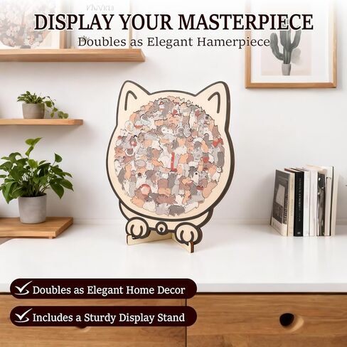 135-Piece Cat Shaped Wooden Jigsaw Puzzle - Morandi-Colored Wood Puzzle, Cute Animal Cats Wood Puzzles, Gift for C-at Lovers Home & Relaxation in Saudi Arabia
