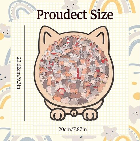 135-Piece Cat Shaped Wooden Jigsaw Puzzle - Morandi-Colored Wood Puzzle, Cute Animal Cats Wood Puzzles, Gift for C-at Lovers Home & Relaxation in Saudi Arabia