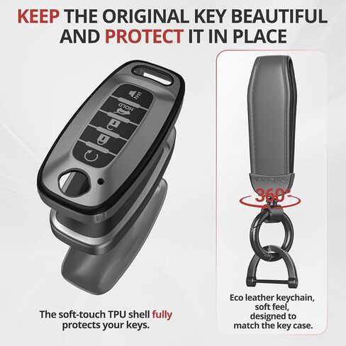 لملحقات غطاء Nissan Key Fob - غطاء مفتاح TPU غير لامع مع سلسلة مفاتيح جلدية لعام 2023 2024 Rogue Pathfinder Versa 2025 Sentra Patrol Armada Smart والمزيد (رمادي غير لامع، 5 أزرار) in Kuwait