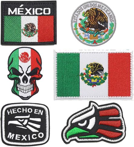 6 Pcs Mexico Mexican Embroidered Hook and Loop Emblem Patch Applique -Funny Meme Patches,Mexico Military Tactical Badge for Clothes,Jeans,Jacket, Backpacks,Vest,Bags,Hats in Saudi Arabia