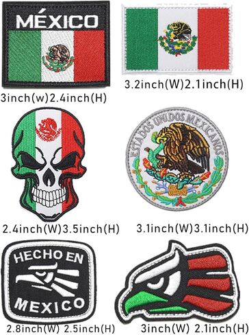 6 Pcs Mexico Mexican Embroidered Hook and Loop Emblem Patch Applique -Funny Meme Patches,Mexico Military Tactical Badge for Clothes,Jeans,Jacket, Backpacks,Vest,Bags,Hats in Saudi Arabia