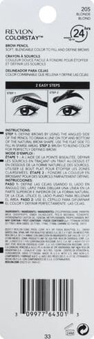 Revlon ColorStay Eyebrow Pencil with Spoolie Brush, Waterproof, Longwearing, Angled Tip Applicator for Perfect Brows, 205 Blonde, 0.021 oz in Kuwait