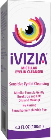 iVIZIA Eyelid Cleansing Wipes for Sensitive Eyelid Cleansing, Preservative-Free, Micellar, No Rinse, Gentle Eye Makeup Remover, 20 Sterile Single-Use Wipes for Eyelids in Kuwait
