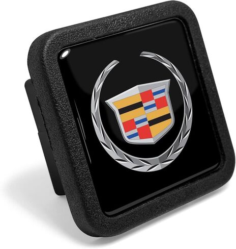 iPick Image for Cadillac Logo Black Rubber Heavy-Duty 2" Trailer Tow Hitch Receiver Cover for Class 3 and Class 4 in Saudi Arabia