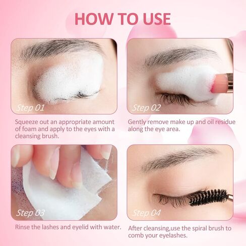 FANMIN Eyelash Extension Cleanser 60ml +2 Brushes+ Rinse Bottle Eyelid Foaming Cleanser,Eyelash Wash and Lash Bath for Extensions,Paraben & Sulfate Free,Makeup Remover,Salon and Home use in Saudi Arabia