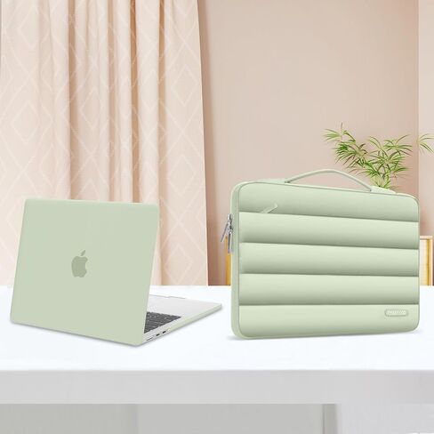 حافظة MOSISO متوافقة مع جهاز MacBook Air 13 بوصة 2025-2022 M4 A3240 M3 A3113 M2 A2681، حافظة صلبة وحقيبة منتفخة وغطاء لوحة المفاتيح وغطاء كاميرا الويب وفيلم الشاشة وحقيبة كمبيوتر محمول للنساء، أخضر داكن وأخضر عتيق in Saudi Arabia