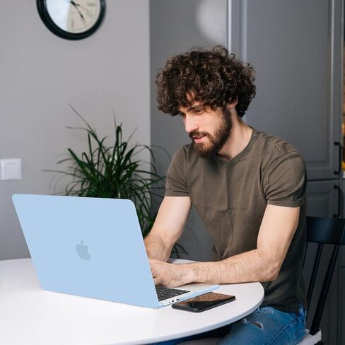 جراب AKIT متوافق مع جهاز MacBook Air 15 بوصة 2025 2024 2023 M4 M3 M2 A3241 A3114 A2941، [رفيع للغاية] [مطابقة الألوان الرسمية] جراب صلب + واقي شاشة + غطاء لوحة مفاتيح لجهاز Mac Air 15 بوصة، أزرق سماوي in Kuwait