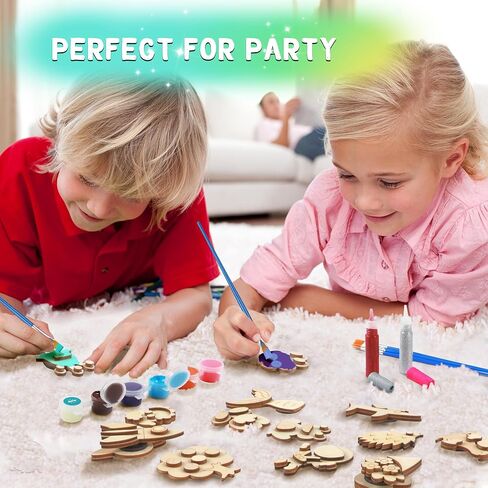 Byncceh DIY Wooden Magnets,40 pcs Magic Magnetic Paint Set, Wood Arts and Crafts Painting Kit for Kids, Make Your Own Fridge Magnets Craft Kits Party Favors Gifts Toys for Girls Boys Ages 6-8 8-12 in Saudi Arabia