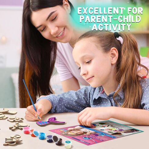 Byncceh DIY Wooden Magnets,40 pcs Magic Magnetic Paint Set, Wood Arts and Crafts Painting Kit for Kids, Make Your Own Fridge Magnets Craft Kits Party Favors Gifts Toys for Girls Boys Ages 6-8 8-12 in Saudi Arabia