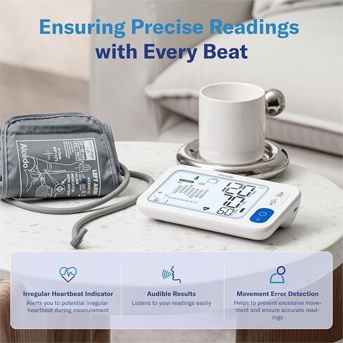 Alcedo Blood Pressure Monitor for Home Use, Automatic Upper Arm BP Machine with Large Cuff 8.7" -16.5", 2X 120 Memory, FSA/HSA Eligible in Saudi Arabia