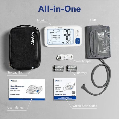 Alcedo Blood Pressure Monitor for Home Use, Automatic Upper Arm BP Machine with Large Cuff 8.7" -16.5", 2X 120 Memory, FSA/HSA Eligible in Saudi Arabia