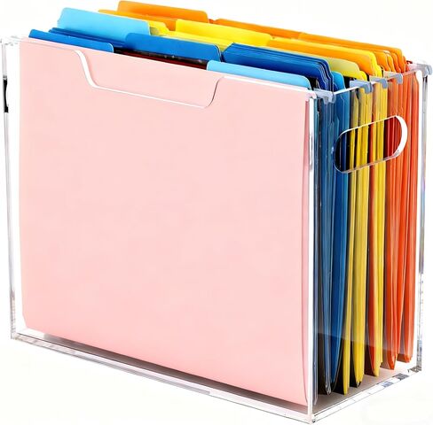 Acrylic File Organizer Box with Handles, Portable Letter Size Hanging File Folder Box, Desktop Filing Organizer for Home, Office - 1 Pack in Saudi Arabia