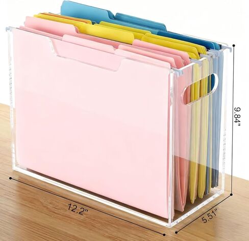 Acrylic File Organizer Box with Handles, Portable Letter Size Hanging File Folder Box, Desktop Filing Organizer for Home, Office - 1 Pack in Saudi Arabia