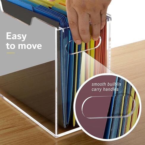 Acrylic File Organizer Box with Handles, Portable Letter Size Hanging File Folder Box, Desktop Filing Organizer for Home, Office - 1 Pack in Saudi Arabia