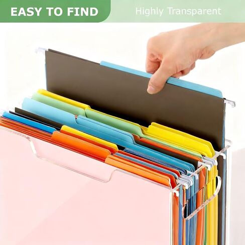 Acrylic File Organizer Box with Handles, Portable Letter Size Hanging File Folder Box, Desktop Filing Organizer for Home, Office - 1 Pack in Saudi Arabia