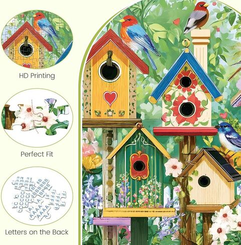 500 Piece Puzzle for Adults, Colorful Birdhouses 500 Piece Puzzle, Vibrant Birds in Blooming Flowers Jigsaw Puzzle, Perfect for Family Game Night, Home Wall Decor, Great Gift for Adults, Seniors in Kuwait