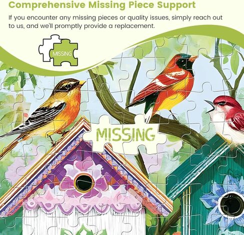 500 Piece Puzzle for Adults, Colorful Birdhouses 500 Piece Puzzle, Vibrant Birds in Blooming Flowers Jigsaw Puzzle, Perfect for Family Game Night, Home Wall Decor, Great Gift for Adults, Seniors in Kuwait