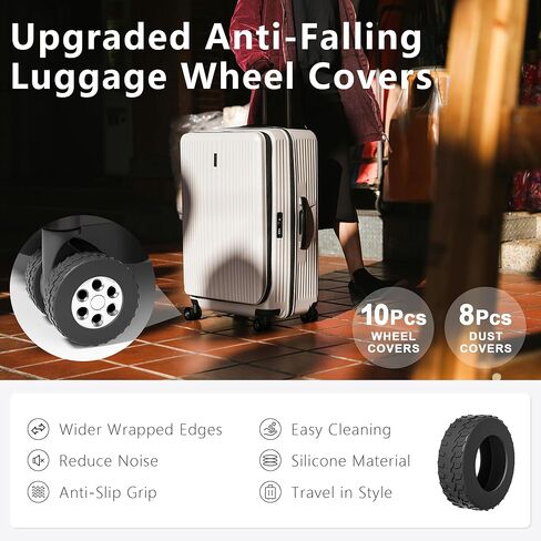 10-Pack Upgrade Luggage Wheel Covers, Silicone Protective Covers for 2-2.4" Suitcases Spinner Wheel, Wear-Resistant, Anti-Noise, Thickened Protector, Travel Accessories (Baby Blue) in Saudi Arabia