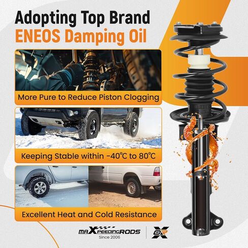 دعامات أمامية maxpeedingrods 1333049 11470 RWD لسيارة Mercedes-Benz C230 2008-2009 C250 2010-2014 C300 2008-2011 C350 2008-2014، مجموعة ممتصات الصدمات مع زنبرك ملفوف، قطعتان in Kuwait