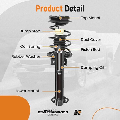 دعامات أمامية maxpeedingrods 1333049 11470 RWD لسيارة Mercedes-Benz C230 2008-2009 C250 2010-2014 C300 2008-2011 C350 2008-2014، مجموعة ممتصات الصدمات مع زنبرك ملفوف، قطعتان in Kuwait