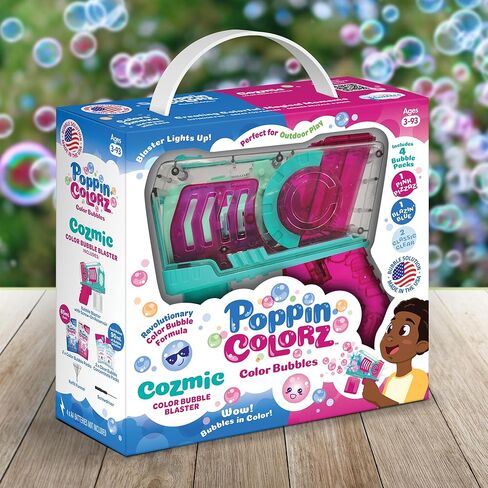قاذف الفقاعات الملونة 2 في 1 ومسدس المياه من PoppinColorz Hydra القابل لإعادة الشحن: الفائز بجائزة أفضل لعبة لعام 2025. 2X سائل فقاعات اللون و4X شفاف مانع للانسكاب. حلول الفقاعات للأطفال الصغار. فقاعات مصنوعة في الولايات المتحدة الأمريكية in Kuwait
