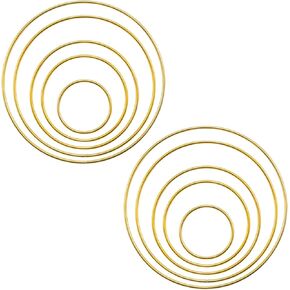 Yucenora 10 PCS 8 Inch Dream Catcher Rings, Metal Floral Hoops Wreath Macrame Gold Hoop Rings for Dream Catcher, DIY Wall Hanging(8 Inch) in Kuwait