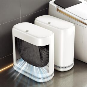 Bathroom Trash Can with Lid, 3 Gallon Small Slim Garbage Bin with Auto-Adsorption & 75 Bags (5 Rolls), Mini Waste Basket Dog Proof for Bathroom, Kitchen, Office, Bedroom, Laundry, Toilet, Rv, White in Saudi Arabia