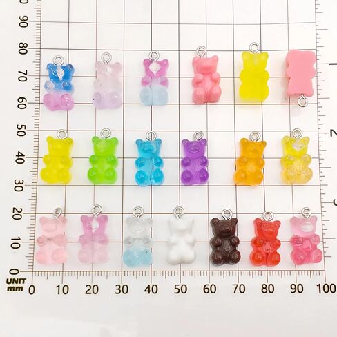50 Pcs Assorted Colors Candy Pendant Charms, Cute Lollipop Bear Resin Charms for Jewelry Keychain Necklace Bracelet Earrings Making, DIY Crafts Supplies in Saudi Arabia