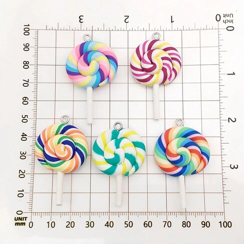 50 Pcs Assorted Colors Candy Pendant Charms, Cute Lollipop Bear Resin Charms for Jewelry Keychain Necklace Bracelet Earrings Making, DIY Crafts Supplies in Saudi Arabia