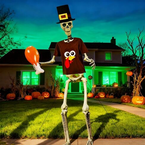UMEELR 12 Foot Skeleton Christmas Outfit, Xmas T-Shirt & Santa Hat Set, Christmas Costume Accessories for Holiday Garden Lawn Outdoor Decor (Skeleton Not Included) in Saudi Arabia