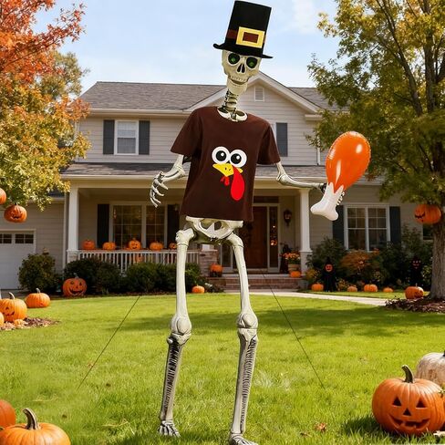 UMEELR 12 Foot Skeleton Christmas Outfit, Xmas T-Shirt & Santa Hat Set, Christmas Costume Accessories for Holiday Garden Lawn Outdoor Decor (Skeleton Not Included) in Saudi Arabia