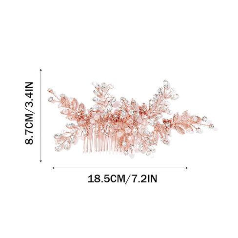 Evild Rhinestone Wedding Hair Comb Leaf Bead Headpieces Clip Crystal Bridal Headdress Flower Accessories for Brides and Bridesmaids (Silver) in Kuwait