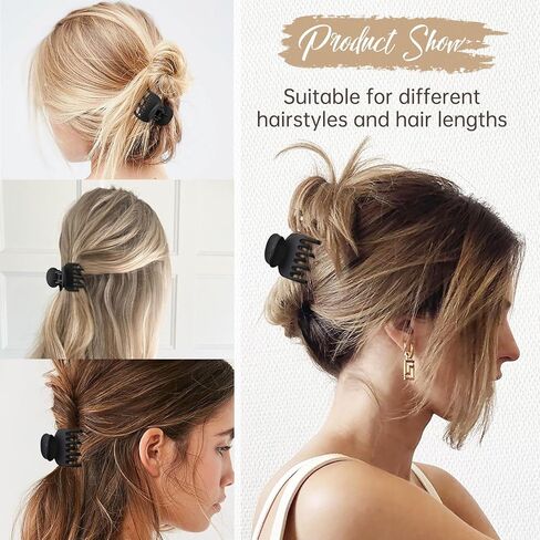 DEEKA 4 PCS Double Row Teeth Hair Claw Clips 2.5" Medium Hair Clips for Thin Hair Small Matte Clips Short Fine Hair Accessories for Women and Girls -Green Yellow in Kuwait