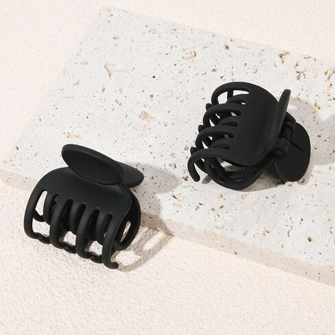 DEEKA 4 PCS Double Row Teeth Hair Claw Clips 2.5" Medium Hair Clips for Thin Hair Small Matte Clips Short Fine Hair Accessories for Women and Girls -Green Yellow in Kuwait