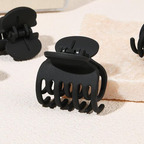 DEEKA 4 PCS Double Row Teeth Hair Claw Clips 2.5" Medium Hair Clips for Thin Hair Small Matte Clips Short Fine Hair Accessories for Women and Girls -Green Yellow in Kuwait