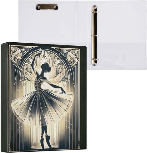 3 Ring Binder Art Nouveau Artistic Image of Ballerina Dancing in The Backlight, 1.5 Inch Round Ring Binder 200 Sheets View-Binders A4 Paper Binder Organizer for Home School Office, 1 Pack in Saudi Arabia