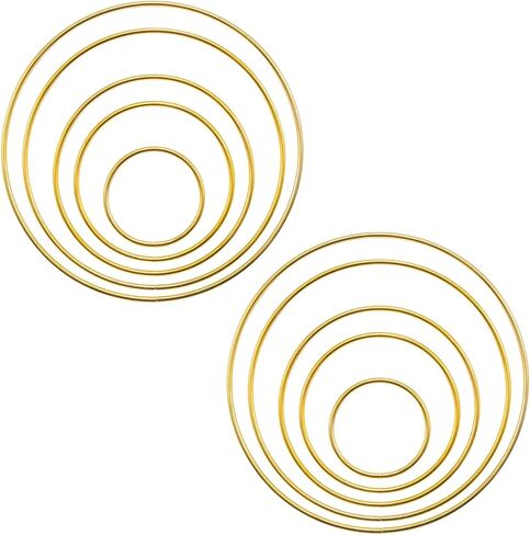 10 قطع من حلقات صائدة الأحلام مقاس 8 بوصة من يوسينورا، حلقات معدنية على شكل زهور إكليل مكرمية ذهبية لصائد الأحلام، تعليق على الحائط بنفسك (8 بوصة) in Kuwait