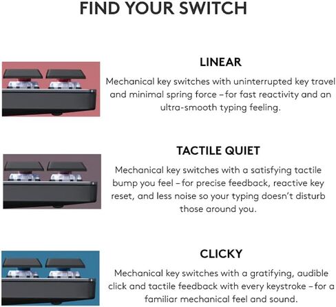 لوحة مفاتيح Logitech MX الميكانيكية الصغيرة اللاسلكية المضيئة، مفاتيح Clicky، إضاءة خلفية، بلوتوث، USB-C، macOS، Windows، Linux، iOS، Android، معدن (متجدد) in Saudi Arabia