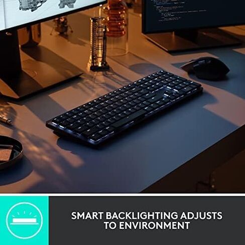 لوحة مفاتيح Logitech MX الميكانيكية الصغيرة اللاسلكية المضيئة، مفاتيح Clicky، إضاءة خلفية، بلوتوث، USB-C، macOS، Windows، Linux، iOS، Android، معدن (متجدد) in Saudi Arabia